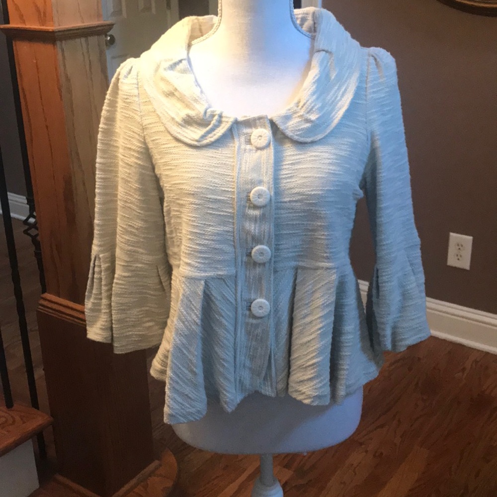 Anthropologie short ruffled button jacket